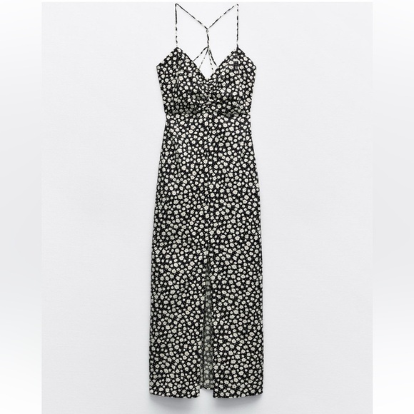 Zara Linen Blend Floral Print Midi Dress - Picture 3 of 6